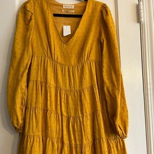 Urban Outfitters yellow long sleeved babydoll dress
